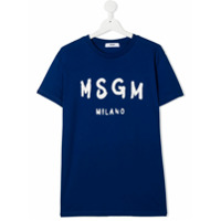 Msgm Kids TEEN logo print T-shirt - Azul