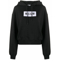 MSGM logo-print cotton hoodie - Preto