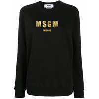 MSGM logo print cotton sweatshirt - Preto