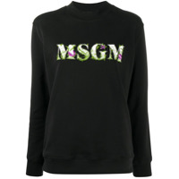 MSGM Moletom com logo floral - Preto