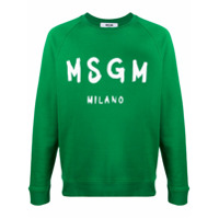 MSGM Moletom de algodão com logo - Verde
