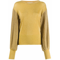 MSGM puff-sleeve knitted top - Dourado