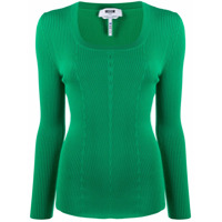 MSGM rib knit long-sleeve top - Verde