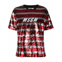 MSGM sequined logo T-shirt - Vermelho