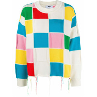 MSGM Suéter color block de tricô - Branco
