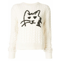 MSGM Suéter com estampa de gato - Branco