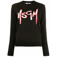 MSGM Suéter com estampa de logo - Preto