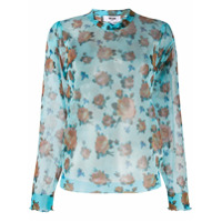 MSGM Suéter floral translúcido - Azul