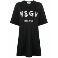 MSGM Vestido reto com estampa de logo - Preto
