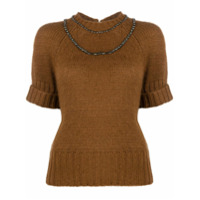 Nº21 bead-embellished knitted top - Marrom
