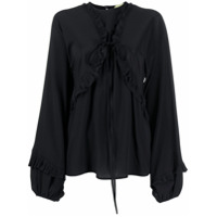 Nº21 Blusa com acabamento de babados - Preto