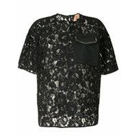 Nº21 Blusa de renda e bolso - Preto