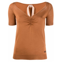 Nº21 Blusa de tricô com decote V - Marrom
