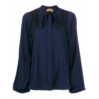 Nº21 Blusa mangas longas com laço - Azul