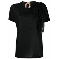 Nº21 Camiseta com babados frontal - Preto