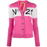 Nº21 Cardigan com logo de tricô - Rosa