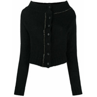 Nº21 Cardigan de lã com aplicações - Preto