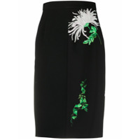 Nº21 floral pencil skirt - Preto