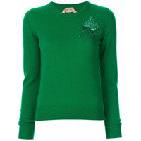 Nº21 Suéter com aplicações 'Anemone' - Verde