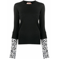 Nº21 Suéter com contraste - Preto