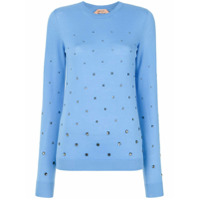 Nº21 Suéter com detalhe de strass - Azul