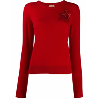 Nº21 Suéter de tricô com bordado - Vermelho