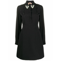 Nº21 Vestido com aplicações na gola - Preto
