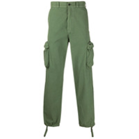 Off-White Calça reta com bolsos - Verde