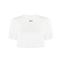 Off-White Camiseta cropped canelada - Branco