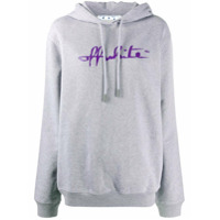 Off-White Moletom com capuz e logo - Cinza