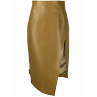 Off-White Saia com fenda lateral - Marrom