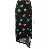 Paco Rabanne floral-print draped skirt - Preto