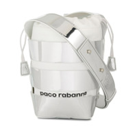 Paco Rabanne logo print bucket bag - Branco