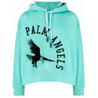 Palm Angels Moletom com logo e capuz - Azul