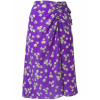 P.A.R.O.S.H. Saia floral com franzido - Roxo