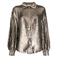 P.A.R.O.S.H. sequined draped-sleeve blouse - Marrom