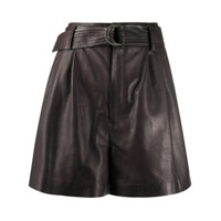 P.A.R.O.S.H. Short de couro com cinto - Cinza