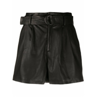 P.A.R.O.S.H. Short de couro com cinto - Preto