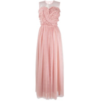 P.A.R.O.S.H. Vestido longo com tule - Neutro