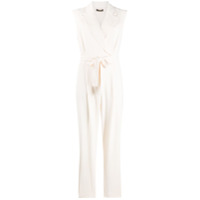 Peserico Macacão gola V com cinto - Neutro