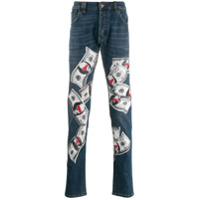 Philipp Plein Calça jeans com estampa - Azul