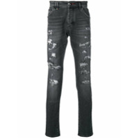 Philipp Plein Calça jeans com logo - Preto