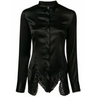 Philipp Plein lace hem satin shirt - Preto