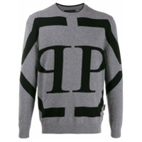 Philipp Plein Suéter bicolor de tricô - Cinza