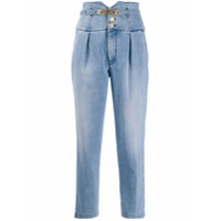 Pinko Calça jeans cropped cintura alta - Azul