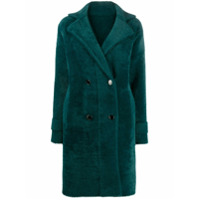 Pinko double-breasted faux-fur coat - Verde