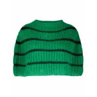 Plan C Poncho de tricô com listras - Verde