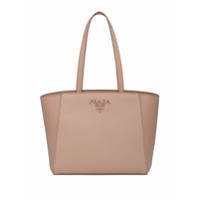 Prada Bolsa tote com placa de logo - Rosa