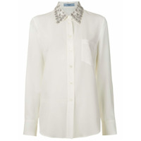 Prada Camisa de seda com aplicações - Branco