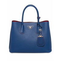 Prada Double leather medium handbag - Azul